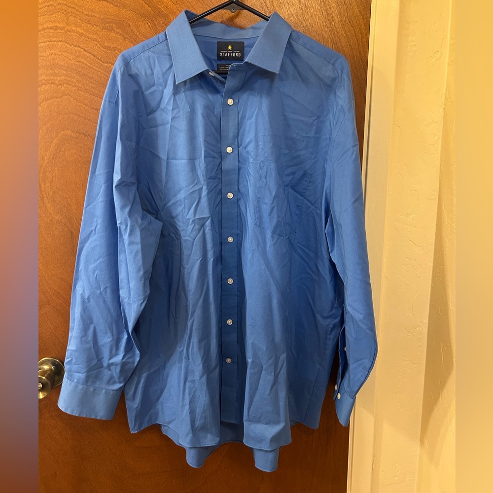 Stafford Men's Classic Blue Button-Up Shirt